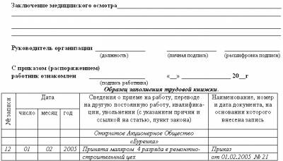 Бланк приказа о приеме на работу украина