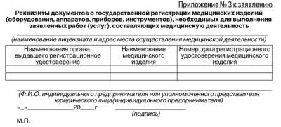 Заявление на получение лицензии на медицинскую деятельность образец